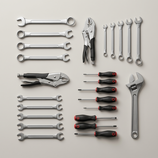 Hand tools collection - wrenches, pliers, and screwdrivers