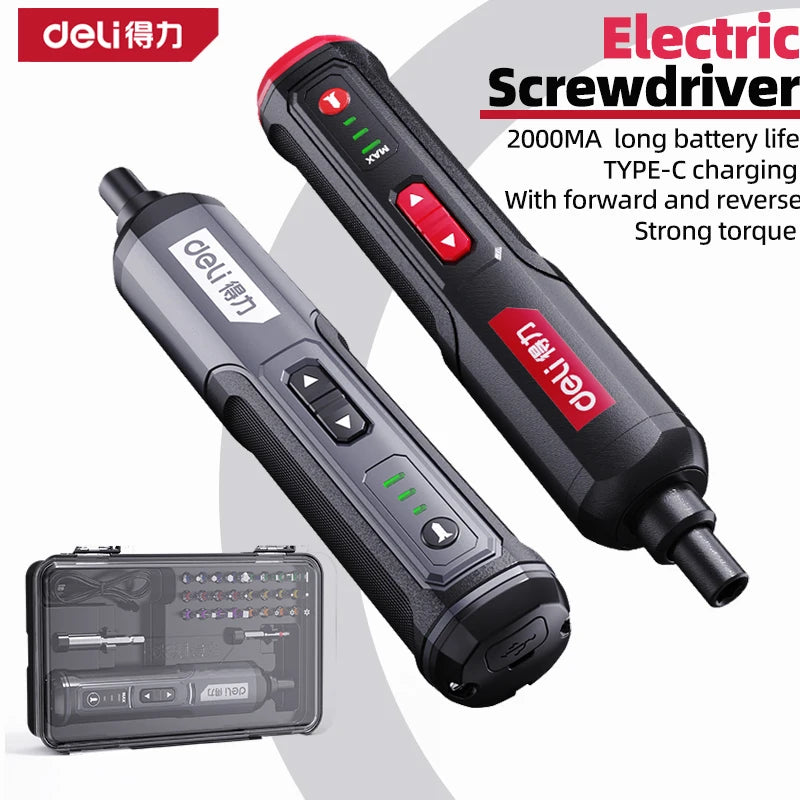 DELI Cordless Electric Screwdriver Set 4V 2000Mah Adjustment Power Dril Multi-Function Disassembly Torque Repair Tools Kit