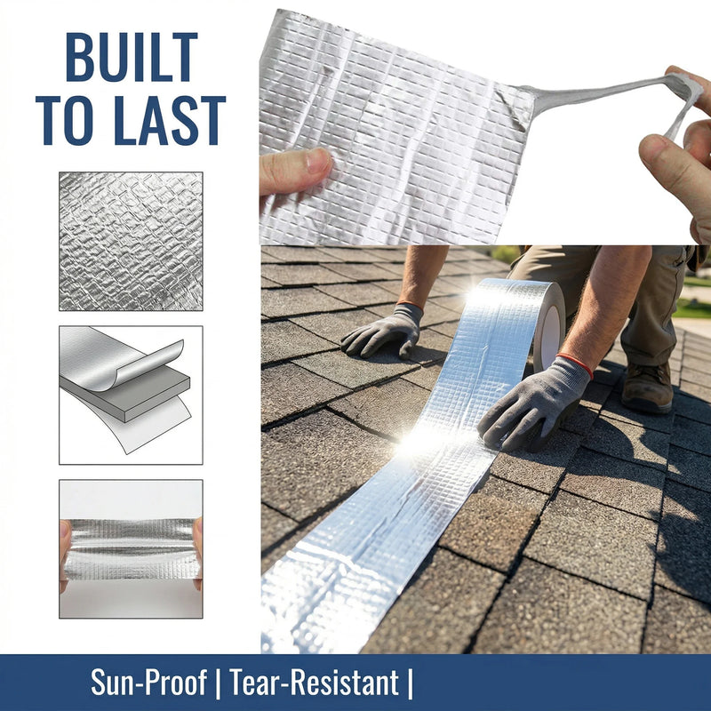 1-10M Waterproof Roof Repair Tape 5/10Cm Width Self Adhesive Aluminum Foil Butyl Tape for Leak Sealing Patching Crack Repair