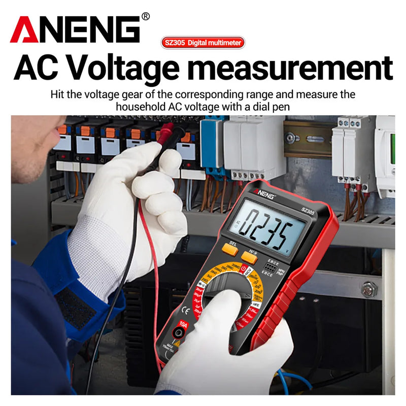SZ305 Digital Multimeter Professional AC/DC Voltage Ammeter Capacitor Hfe Triode NCV Voltage Induction Electrician Tester