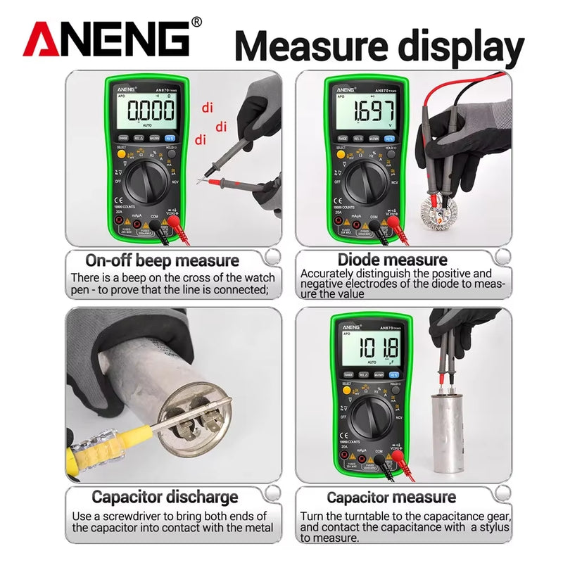 AN870 Smart Multimeter Digital Profesional 19999 Counts AC Voltage Tester Current NCV Capacitance Resistance Ohm Test Tool