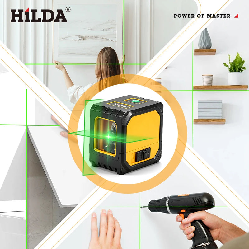 2-Line Green Laser Level Self-Leveling Cross Line, Mini Size USB Charging Convenient to Carry High Visibility Beams