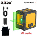 2-Line Green Laser Level Self-Leveling Cross Line, Mini Size USB Charging Convenient to Carry High Visibility Beams