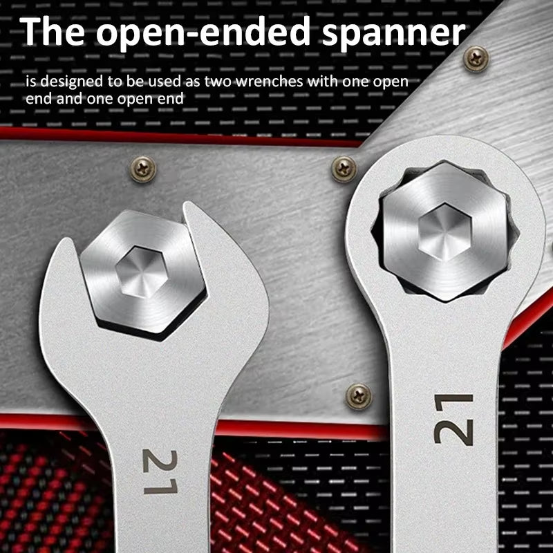 Ultra-Thin Open End Wrench Set 6-27Mm Plum Wrenches Combination Universal Dual Heads Ratchet Spanner Set Car Repairing Tools