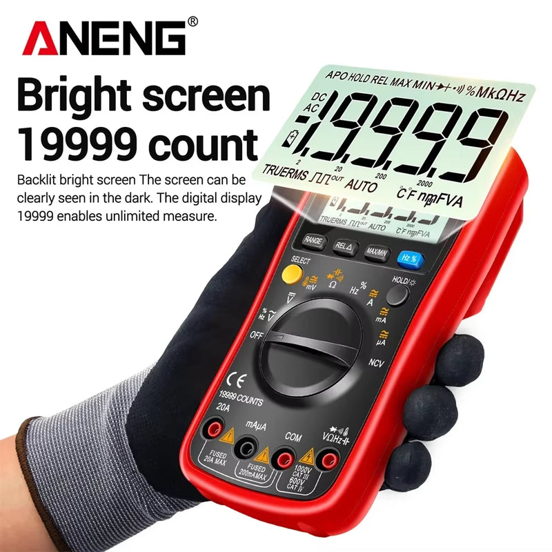 AN870 Smart Multimeter Digital Profesional 19999 Counts AC Voltage Tester Current NCV Capacitance Resistance Ohm Test Tool