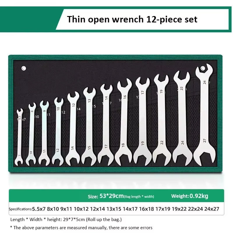 Ultra-Thin Open End Wrench Set 6-27Mm Plum Wrenches Combination Universal Dual Heads Ratchet Spanner Set Car Repairing Tools