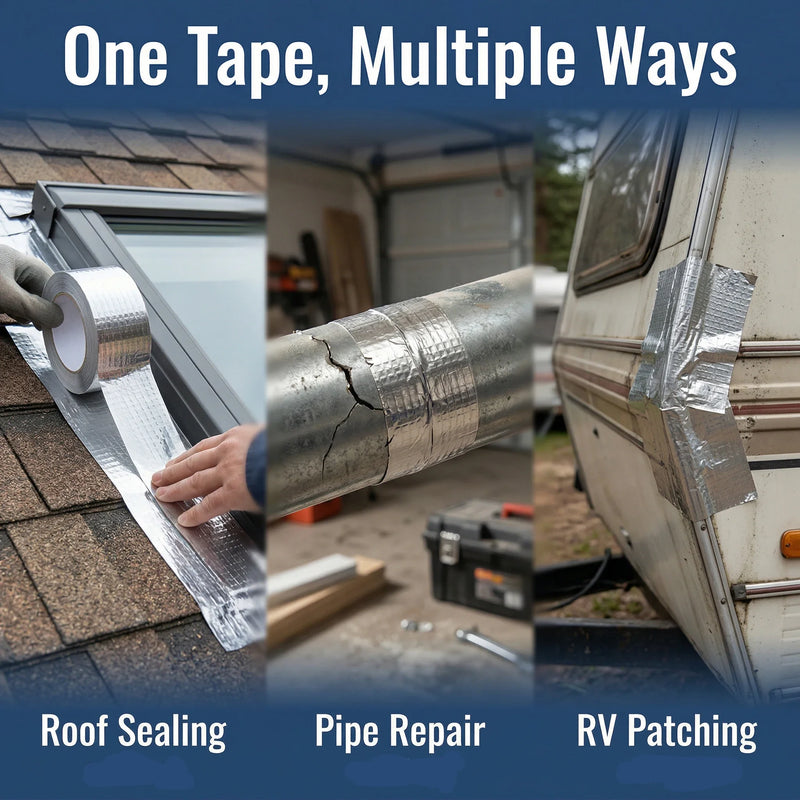 1-10M Waterproof Roof Repair Tape 5/10Cm Width Self Adhesive Aluminum Foil Butyl Tape for Leak Sealing Patching Crack Repair
