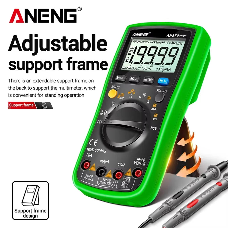 AN870 Smart Multimeter Digital Profesional 19999 Counts AC Voltage Tester Current NCV Capacitance Resistance Ohm Test Tool
