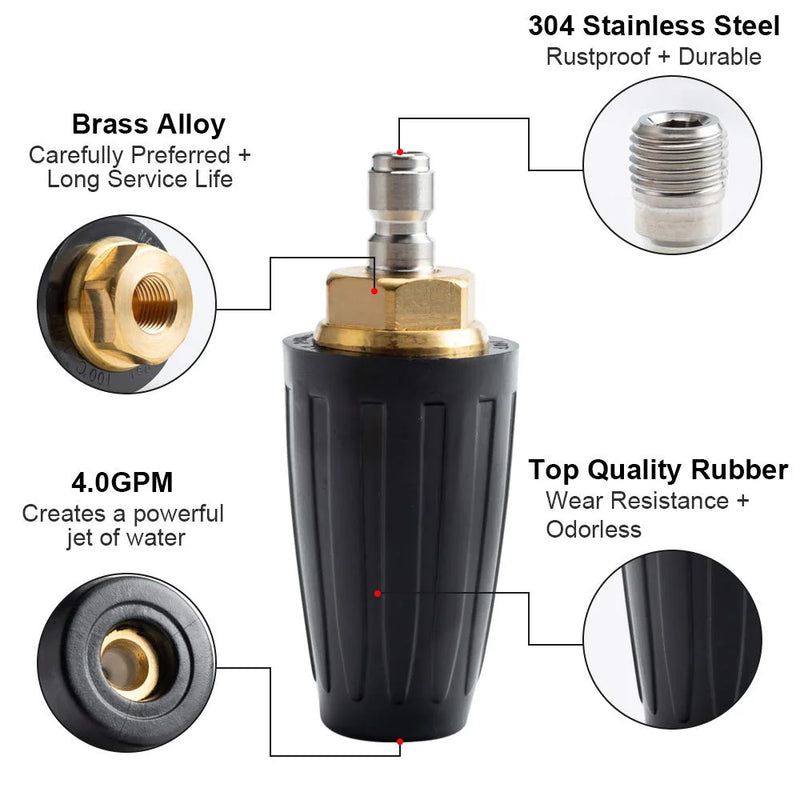 Pressure Washer Tips Turbo Nozzle Pressure Washer 4000 PSI with 1/4 Quick Connect for Cleaning Brick,Concrete,And Vinyl Surfaces