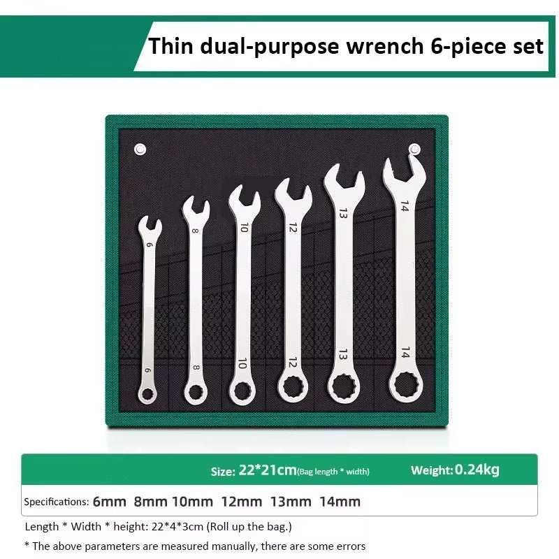 Ultra-Thin Open End Wrench Set 6-27Mm Plum Wrenches Combination Universal Dual Heads Ratchet Spanner Set Car Repairing Tools