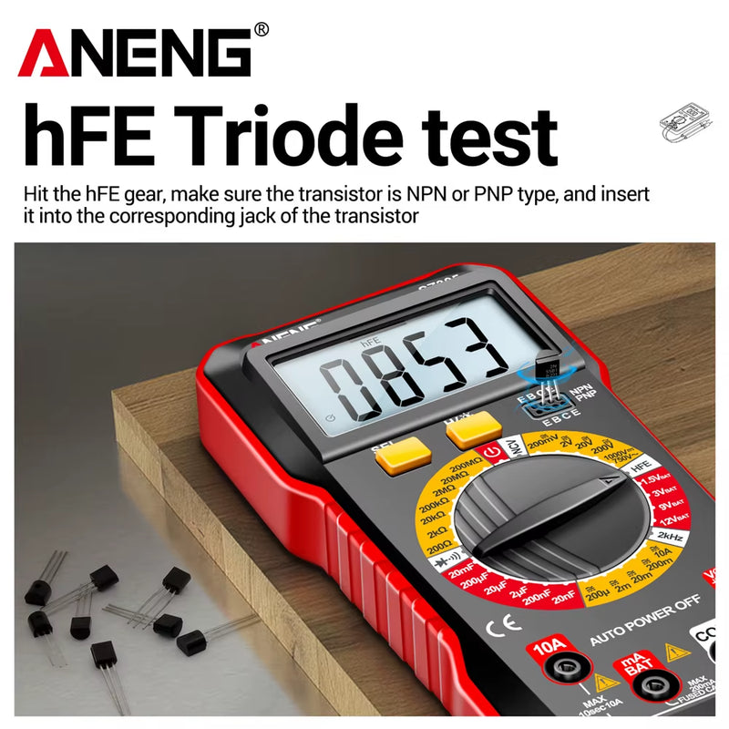 SZ305 Digital Multimeter Professional AC/DC Voltage Ammeter Capacitor Hfe Triode NCV Voltage Induction Electrician Tester