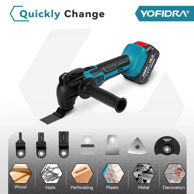 600W Oscillating Multi Function Tool 20000PM Electric Saw Trimmer Cutting Woodworking Power Tool for 21V 18V Battery