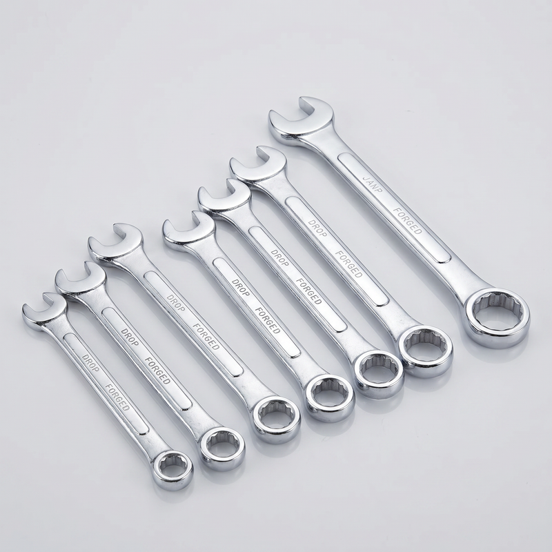 Varnem 72-tooth ratcheting combination wrench set - angled studio hero
