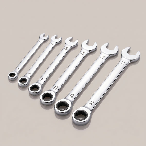 Ultra-Thin Combination Wrench Set – Dual-Head Ratcheting Spanners, Metric 6–27mm