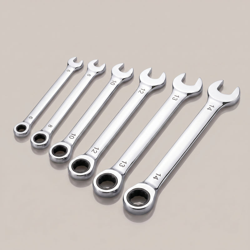 Ultra-Thin Combination Wrench Set – Dual-Head Ratcheting Spanners, Metric 6–27mm