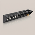 Wall-mounted pressure washer and foam cannon holder organizer rack in matte black with brass 1/4 inch quick-connect fitting