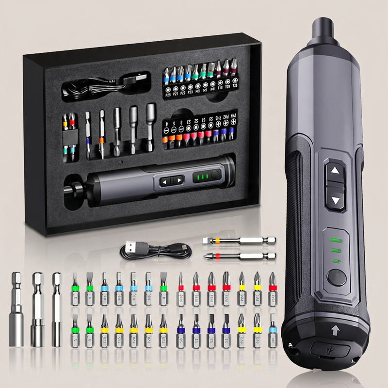 Cordless Electric Screwdriver Set – 4V Rechargeable Power Driver with Torque Control & Bits