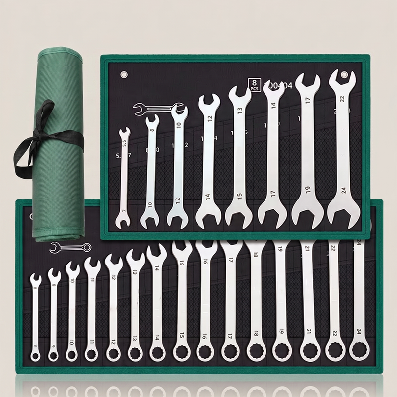 Ultra-Thin Combination Wrench Set – Dual-Head Ratcheting Spanners, Metric 6–27mm